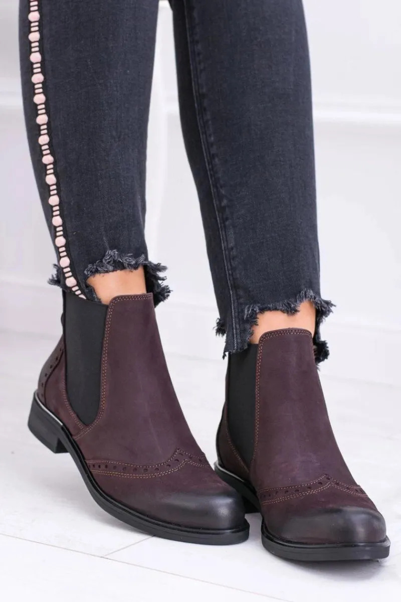 Best Boto Damskie Bordowe Skórzane Sztyblety Fields