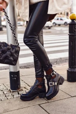 Clearance Boto Damskie Botki Czarne Klamry Frago