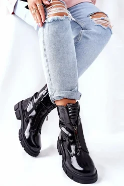 Sale Damskie Botki Czarne Trapery Nobleford Damskie Damskie Trapery|Czarne Botki