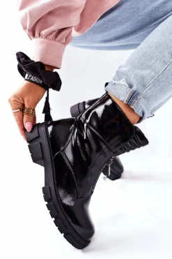 Sale Damskie Botki Czarne Trapery Nobleford Damskie Damskie Trapery|Czarne Botki