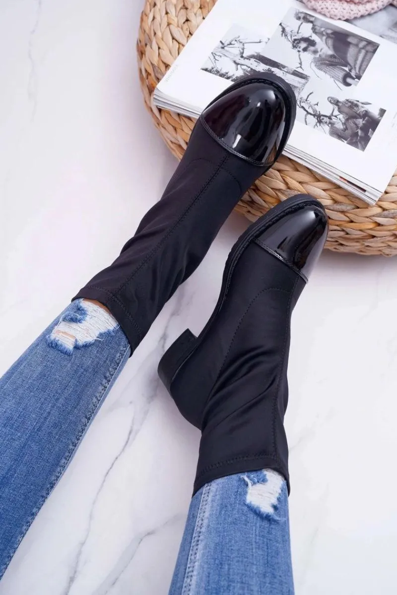 Botki Wiosenne|Botki Na Słupku>Boto Damskie Botki Elastyczne Czarne Beat