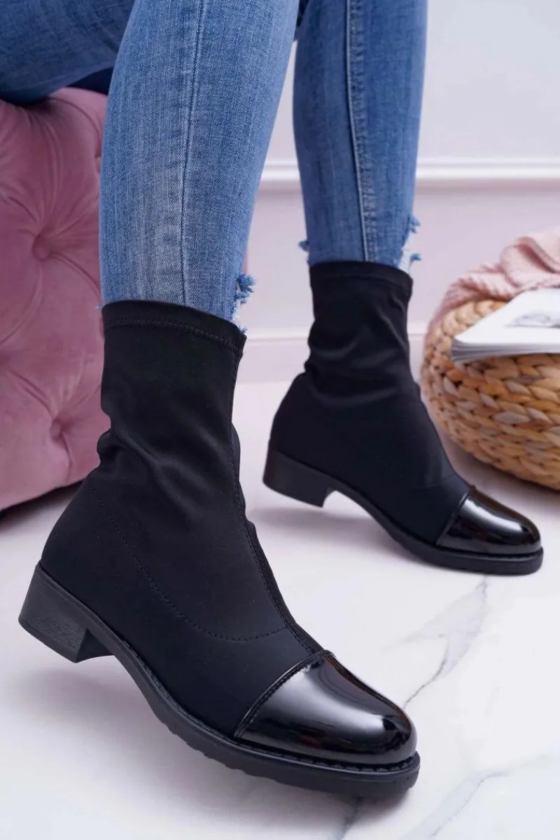 Botki Wiosenne|Botki Na Słupku>Boto Damskie Botki Elastyczne Czarne Beat