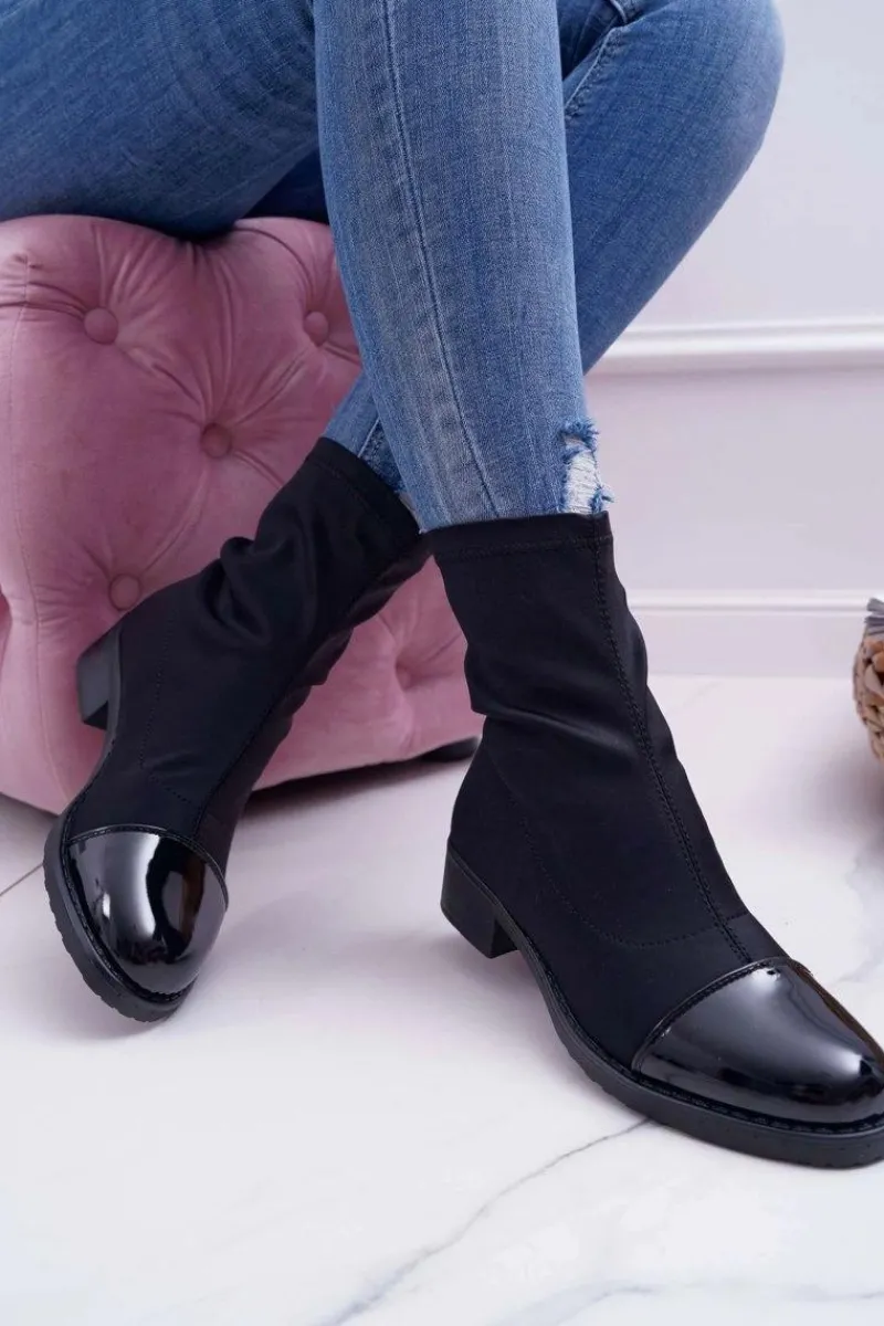 Botki Wiosenne|Botki Na Słupku>Boto Damskie Botki Elastyczne Czarne Beat