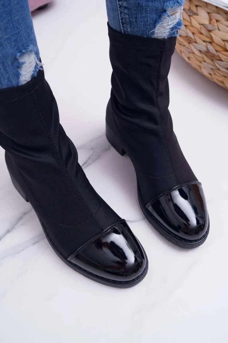 Botki Wiosenne|Botki Na Słupku>Boto Damskie Botki Elastyczne Czarne Beat