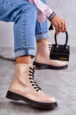 Clearance Damskie Botki Glany Wiązane Różowe Lavita Damskie Botki Sznurowane|Botki Zimowe Damskie