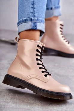 Clearance Damskie Botki Glany Wiązane Różowe Lavita Damskie Botki Sznurowane|Botki Zimowe Damskie