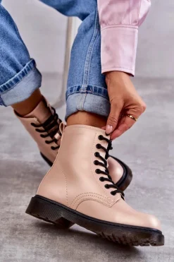 Clearance Damskie Botki Glany Wiązane Różowe Lavita Damskie Botki Sznurowane|Botki Zimowe Damskie