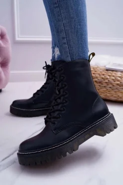 Outlet Damskie buty S.Barski Damskie Botki Glany Workery Czarne Barski 56-5