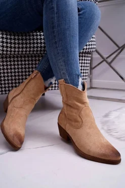 Botki Zimowe Damskie|Brązowe I Beżowe Botki><noscript><img width=