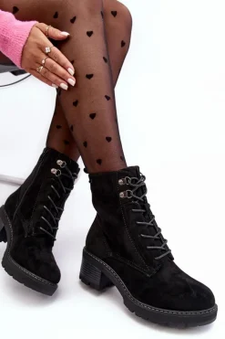 Clearance Damskie Botki Na Niskim Obcasie Sznurowane Czarne Adinail Damskie Botki Ocieplane|Brązowe I Beżowe Botki