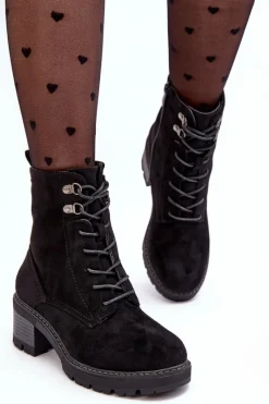 Clearance Damskie Botki Na Niskim Obcasie Sznurowane Czarne Adinail Damskie Botki Ocieplane|Brązowe I Beżowe Botki