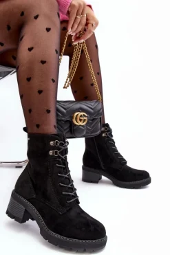 Clearance Damskie Botki Na Niskim Obcasie Sznurowane Czarne Adinail Damskie Botki Ocieplane|Brązowe I Beżowe Botki