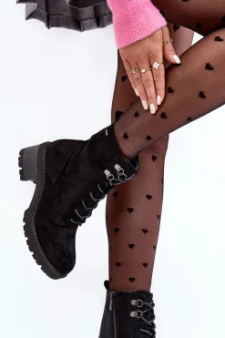 Clearance Damskie Botki Na Niskim Obcasie Sznurowane Czarne Adinail Damskie Botki Ocieplane|Brązowe I Beżowe Botki