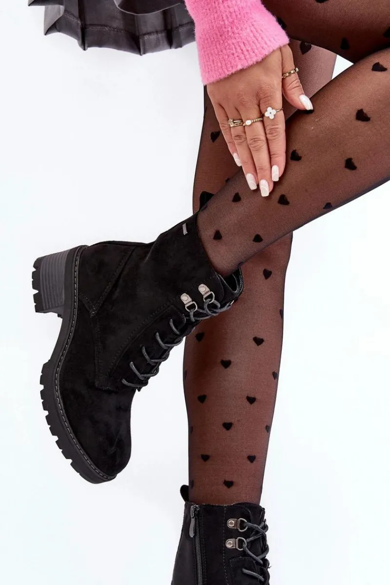 Clearance Damskie Botki Na Niskim Obcasie Sznurowane Czarne Adinail Damskie Botki Ocieplane|Brązowe I Beżowe Botki