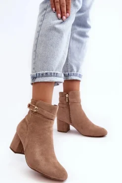 Brązowe I Beżowe Botki|Botki Na Obcasie><noscript><img width=