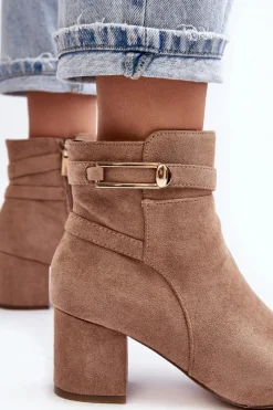 Brązowe I Beżowe Botki|Botki Na Obcasie><noscript><img width=