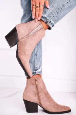 Discount Damskie Botki Na Obcasie Khaki Loud Damskie Botki Na Słupku|Botki Zimowe Damskie