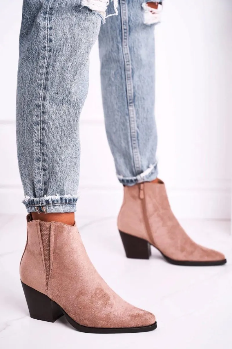 Discount Damskie Botki Na Obcasie Khaki Loud Damskie Botki Na Słupku|Botki Zimowe Damskie