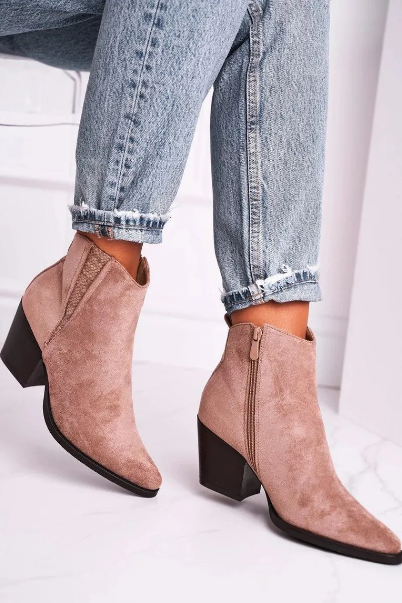 Discount Damskie Botki Na Obcasie Khaki Loud Damskie Botki Na Słupku|Botki Zimowe Damskie