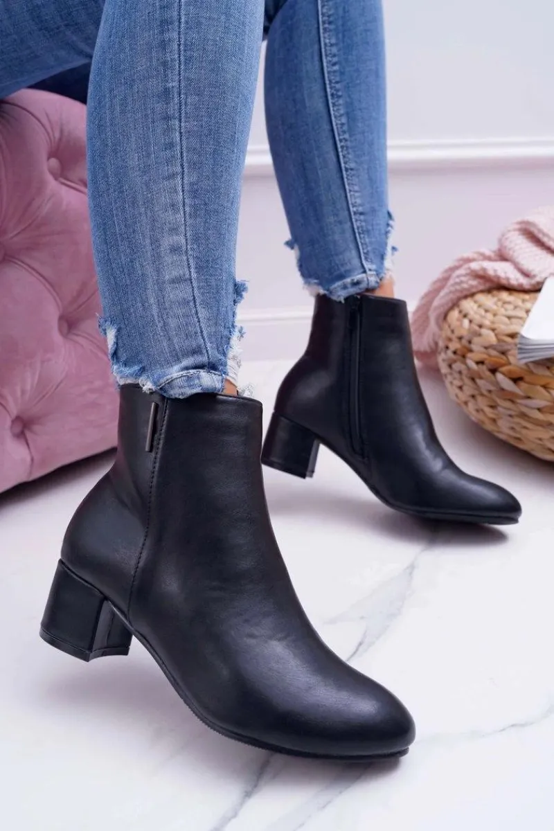 Botki Na Słupku|Botki Zimowe Damskie>Boto Damskie Botki Na Obcasie Ocieplane Czarne Fiorelli