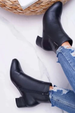 Botki Na Słupku|Botki Zimowe Damskie>Boto Damskie Botki Na Obcasie Ocieplane Czarne Fiorelli