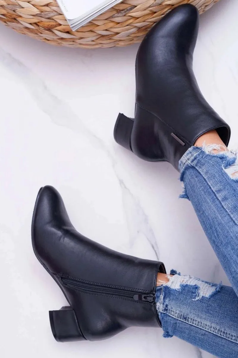 Botki Na Słupku|Botki Zimowe Damskie>Boto Damskie Botki Na Obcasie Ocieplane Czarne Fiorelli