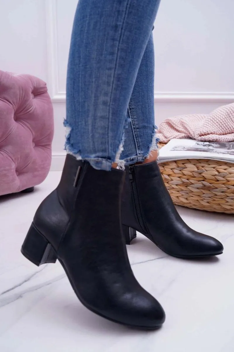 Botki Na Słupku|Botki Zimowe Damskie>Boto Damskie Botki Na Obcasie Ocieplane Czarne Fiorelli