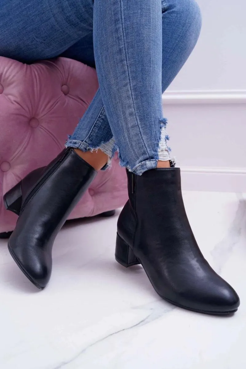 Botki Na Słupku|Botki Zimowe Damskie>Boto Damskie Botki Na Obcasie Ocieplane Czarne Fiorelli