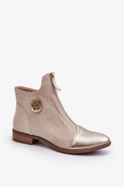 Brązowe I Beżowe Botki|Botki Płaskie><noscript><img width=