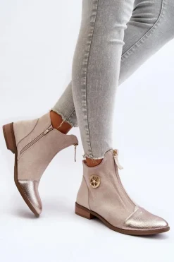 Brązowe I Beżowe Botki|Botki Płaskie><noscript><img width=