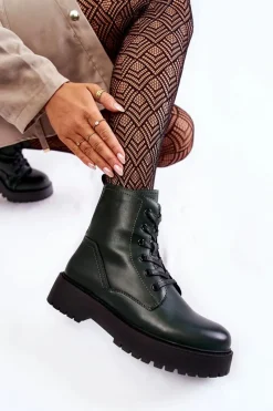 Sale Damskie Botki Na Platformie Zielone Randi Damskie Damskie Trapery|Botki Sznurowane