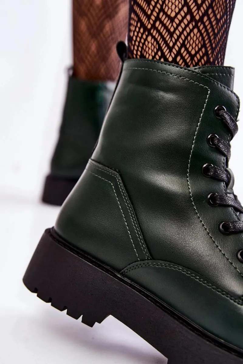 Sale Damskie Botki Na Platformie Zielone Randi Damskie Damskie Trapery|Botki Sznurowane