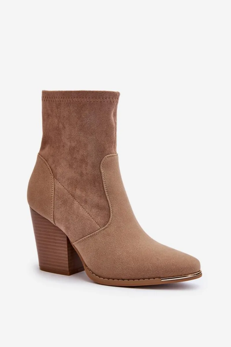 Online Boto Damskie Botki Na Słupku Beżowe Sanile