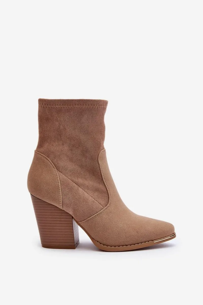 Online Boto Damskie Botki Na Słupku Beżowe Sanile