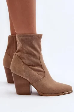 Online Boto Damskie Botki Na Słupku Beżowe Sanile