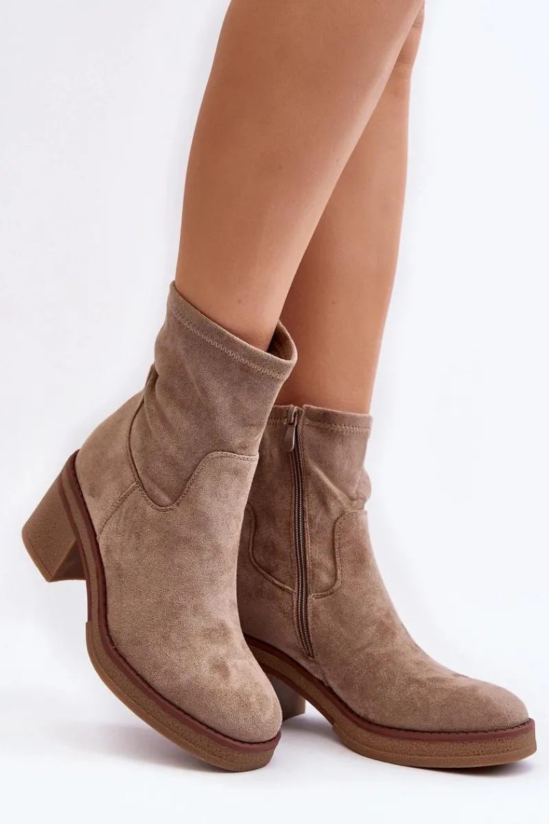 Discount Damskie Botki Na Słupku Beżowe Argastis Damskie Botki Ocieplane|Brązowe I Beżowe Botki