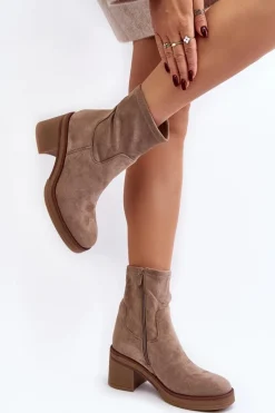 Discount Damskie Botki Na Słupku Beżowe Argastis Damskie Botki Ocieplane|Brązowe I Beżowe Botki