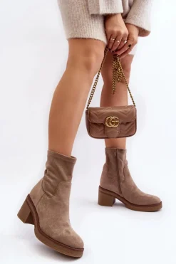 Discount Damskie Botki Na Słupku Beżowe Argastis Damskie Botki Ocieplane|Brązowe I Beżowe Botki