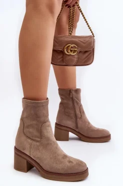 Discount Damskie Botki Na Słupku Beżowe Argastis Damskie Botki Ocieplane|Brązowe I Beżowe Botki