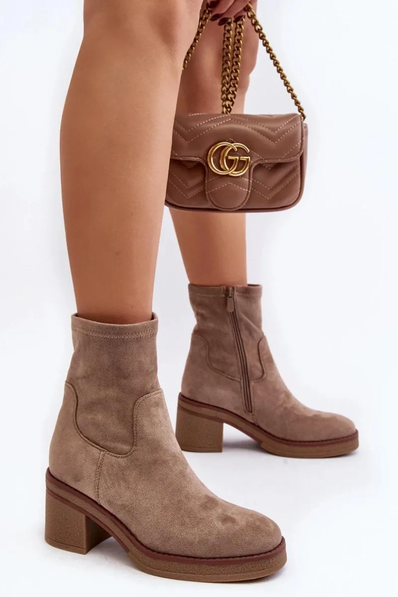 Discount Damskie Botki Na Słupku Beżowe Argastis Damskie Botki Ocieplane|Brązowe I Beżowe Botki