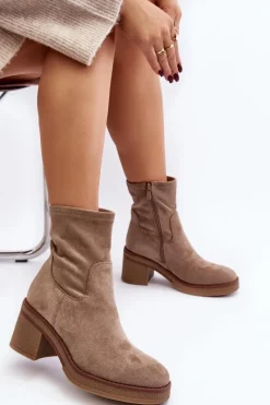 Discount Damskie Botki Na Słupku Beżowe Argastis Damskie Botki Ocieplane|Brązowe I Beżowe Botki