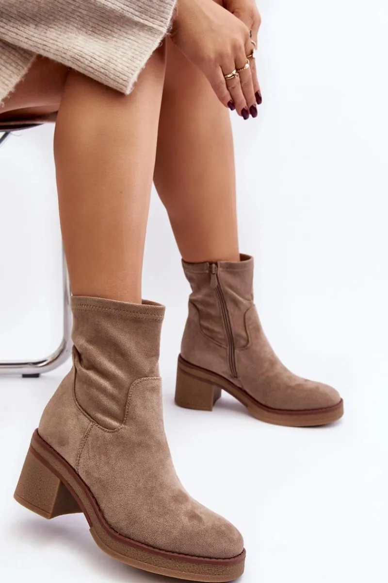 Discount Damskie Botki Na Słupku Beżowe Argastis Damskie Botki Ocieplane|Brązowe I Beżowe Botki