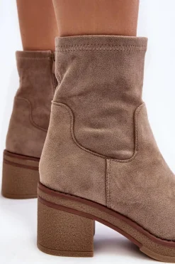 Discount Damskie Botki Na Słupku Beżowe Argastis Damskie Botki Ocieplane|Brązowe I Beżowe Botki