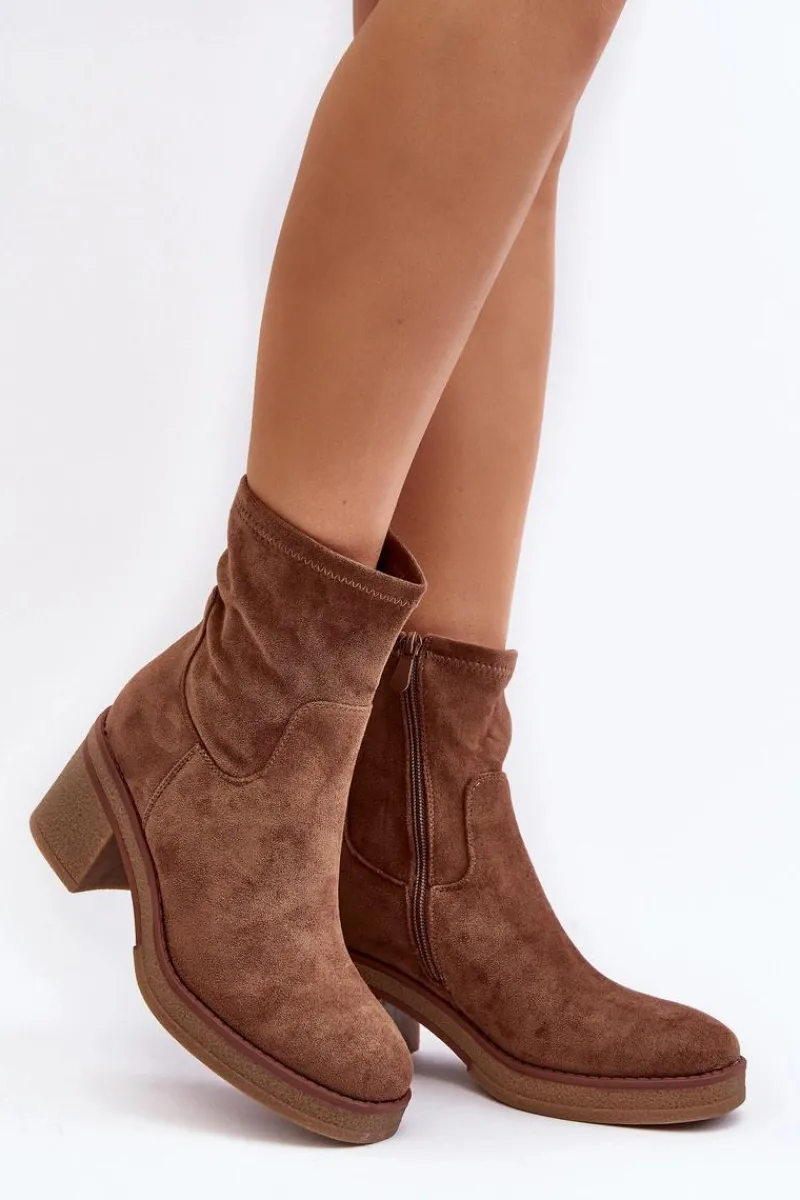 Clearance Damskie Botki Na Słupku Brązowe Argastis Damskie Botki Ocieplane|Brązowe I Beżowe Botki