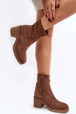 Clearance Damskie Botki Na Słupku Brązowe Argastis Damskie Botki Ocieplane|Brązowe I Beżowe Botki