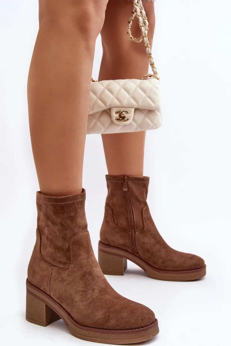 Clearance Damskie Botki Na Słupku Brązowe Argastis Damskie Botki Ocieplane|Brązowe I Beżowe Botki