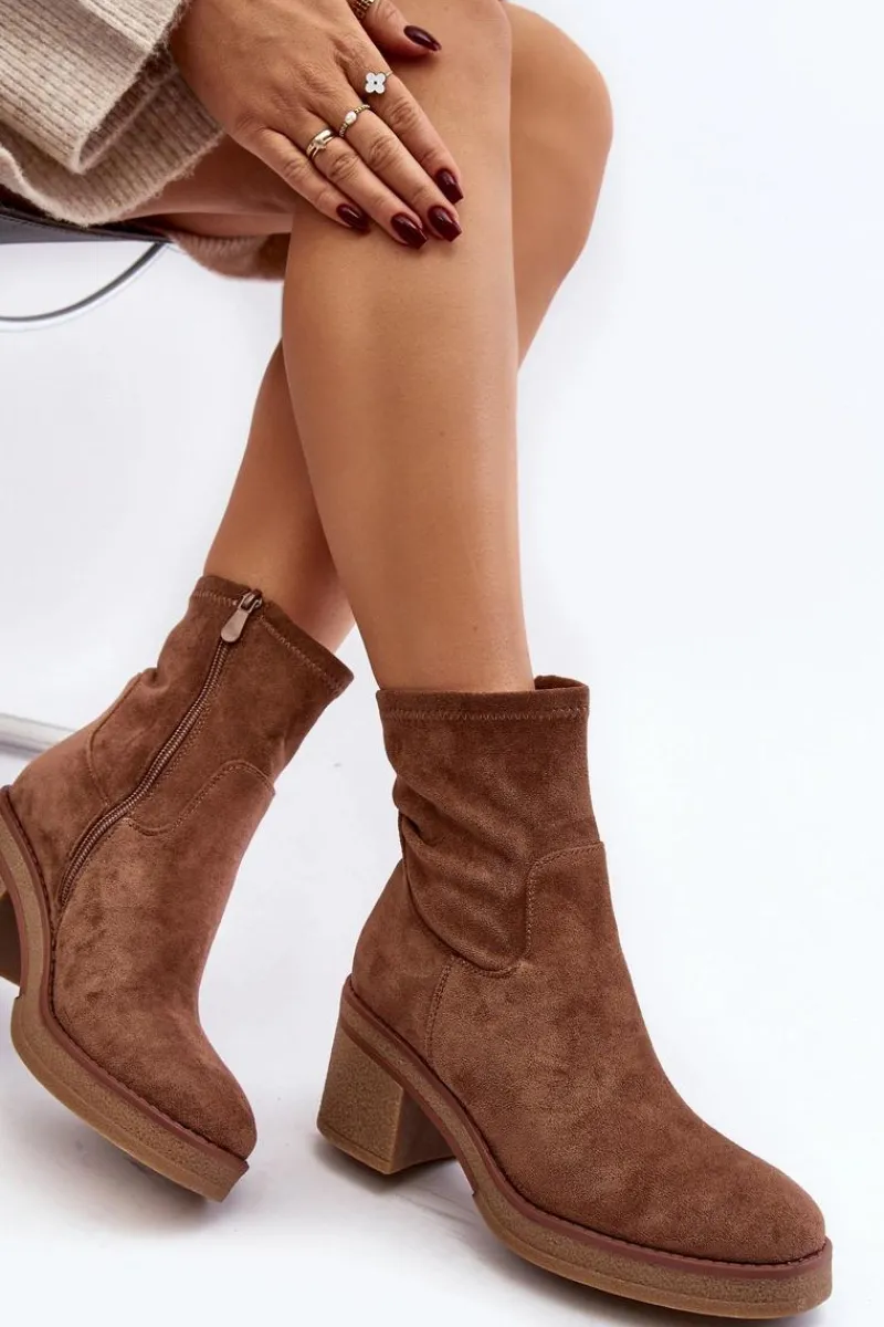 Clearance Damskie Botki Na Słupku Brązowe Argastis Damskie Botki Ocieplane|Brązowe I Beżowe Botki