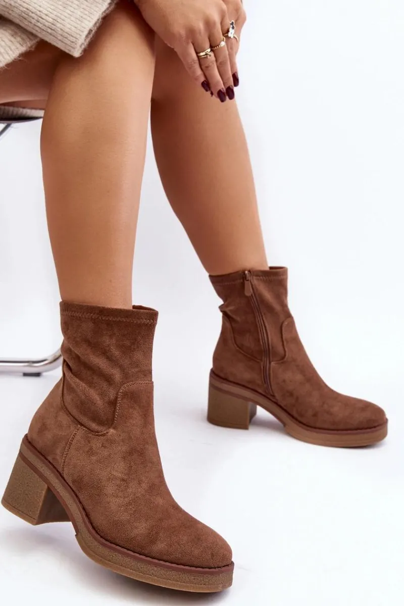 Clearance Damskie Botki Na Słupku Brązowe Argastis Damskie Botki Ocieplane|Brązowe I Beżowe Botki