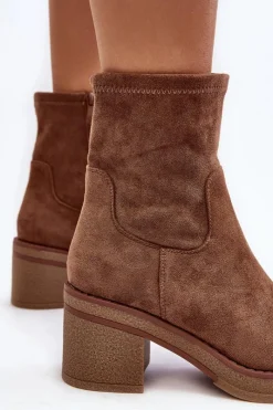 Clearance Damskie Botki Na Słupku Brązowe Argastis Damskie Botki Ocieplane|Brązowe I Beżowe Botki