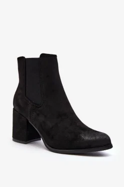 Outlet Boto Damskie Botki Na Słupku Czarne Arianti